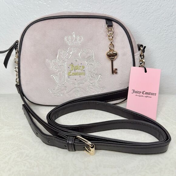 Juicy Couture Handbags - NWT Juicy Couture Juicy For All Crossbody Bag Pink Velour Y2K 2000s Style